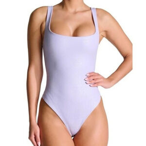 naked wardrobe Lilac Scoop Neck Ribbed Bodysuit